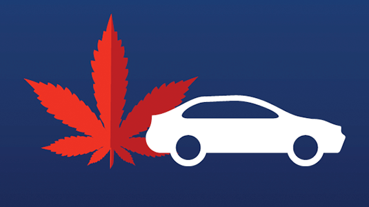 Cannabis leaf and car