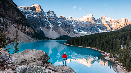 Man looking over Moraine Lake