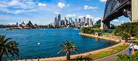 Cityscape of Sydney Downtown and Harbor Bridge